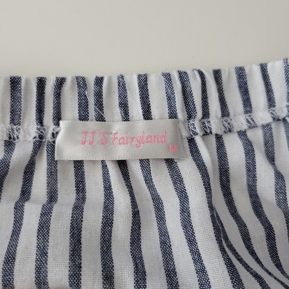 JJ’s Fairyland Women's Off Shoulder Blouse Striped Floral Embroider Size Medium - Picture 9 of 10